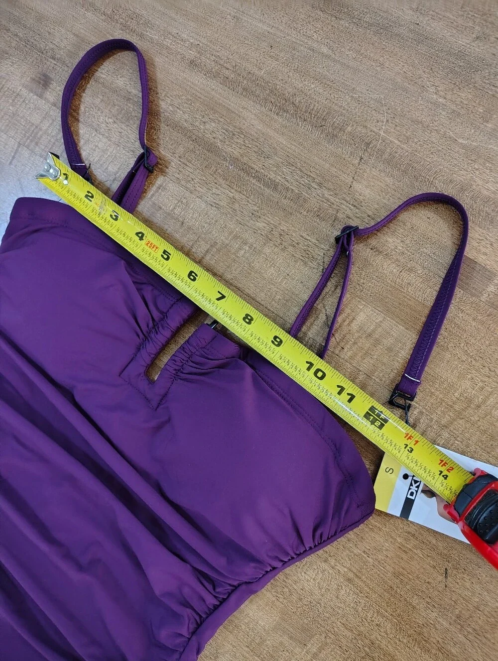 DKNY Adjustable Straps Ruched One-Piece Swimsuit Plum Purple EGGPLANT Purple - Picture 8 of 12